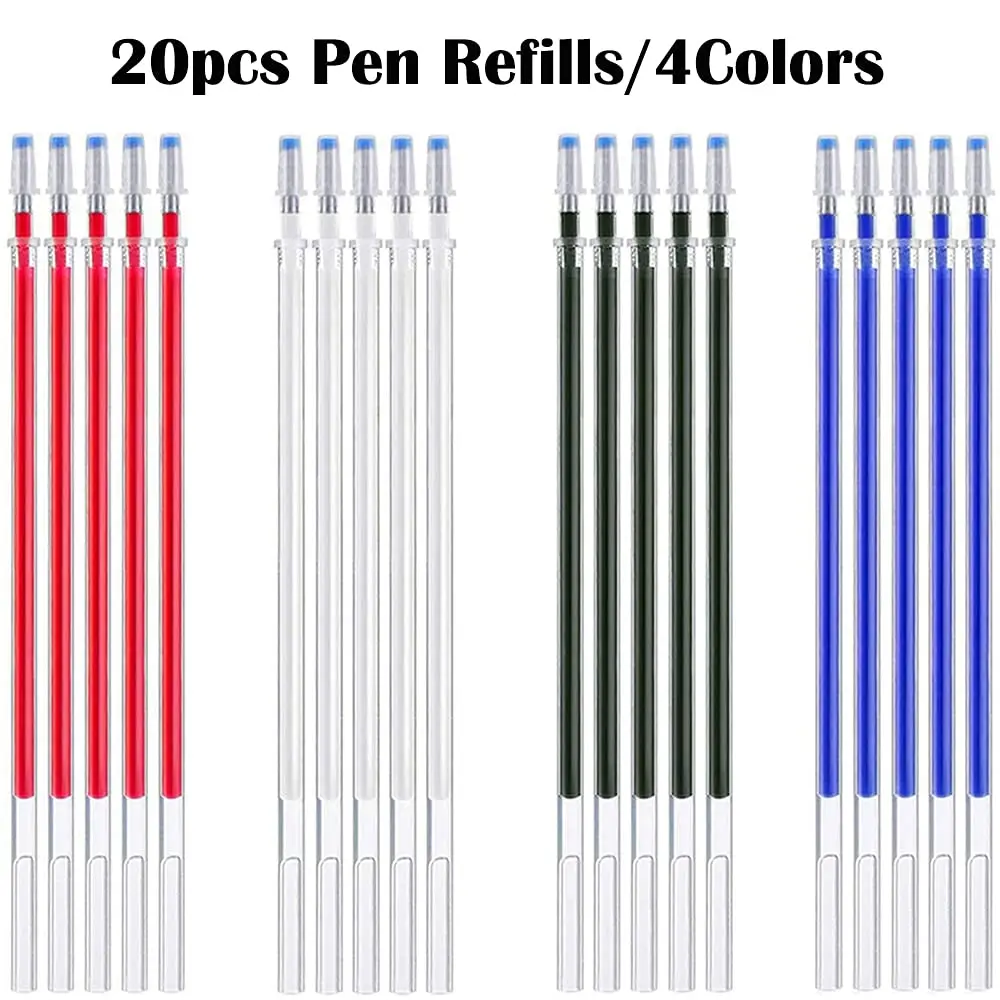 Heat Erasable Pens High Temperature Disappearing Pen Fabric Marking Pens with 20 Erasable Pen Refills for Leather,Fabric