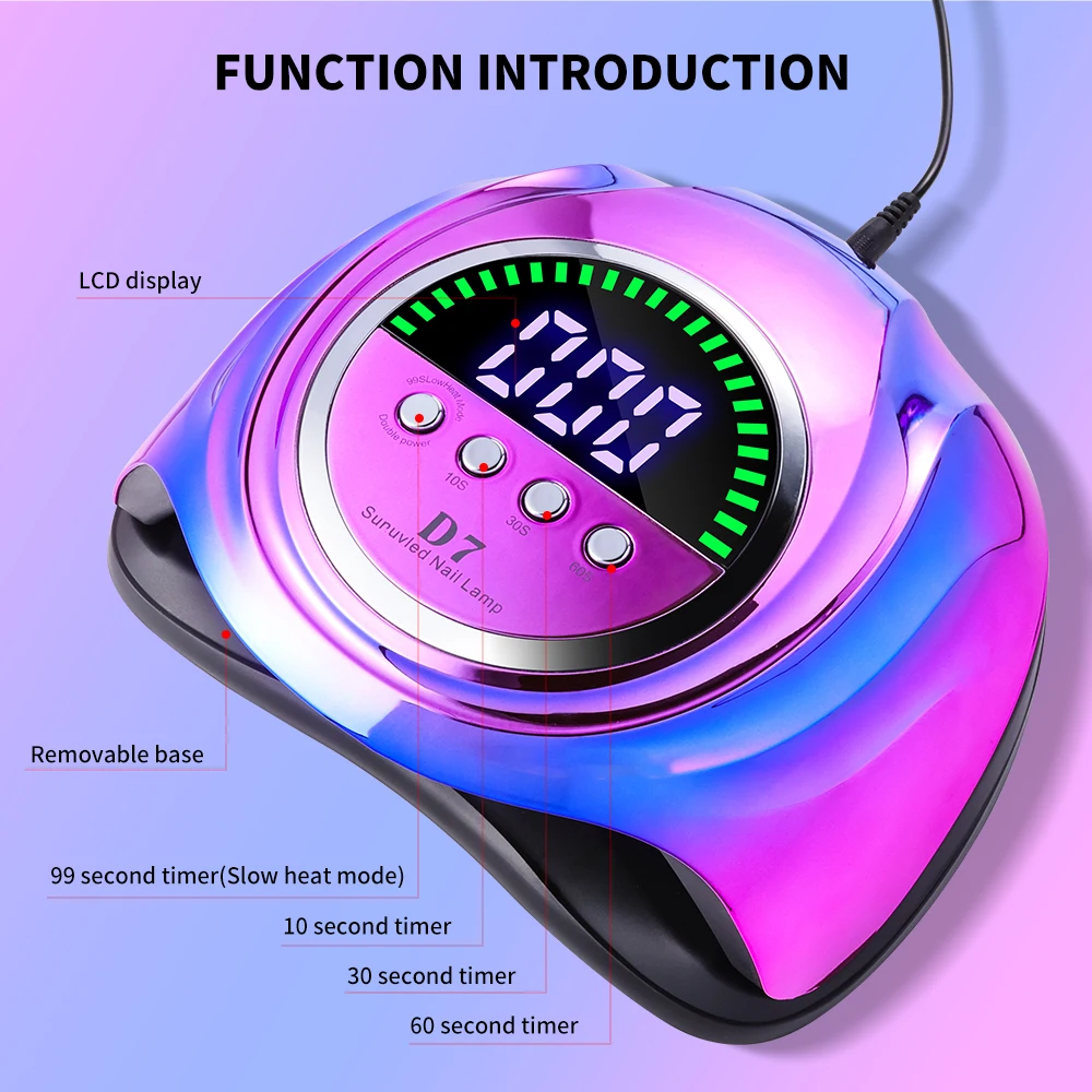 Lampe à ongles UV 208W 66LED, avec affichage dynamique, pour vernis à ongles en Gel UV, sèche-linge à durcissement rapide, manucure, Salon de maison, outils d'art des ongles