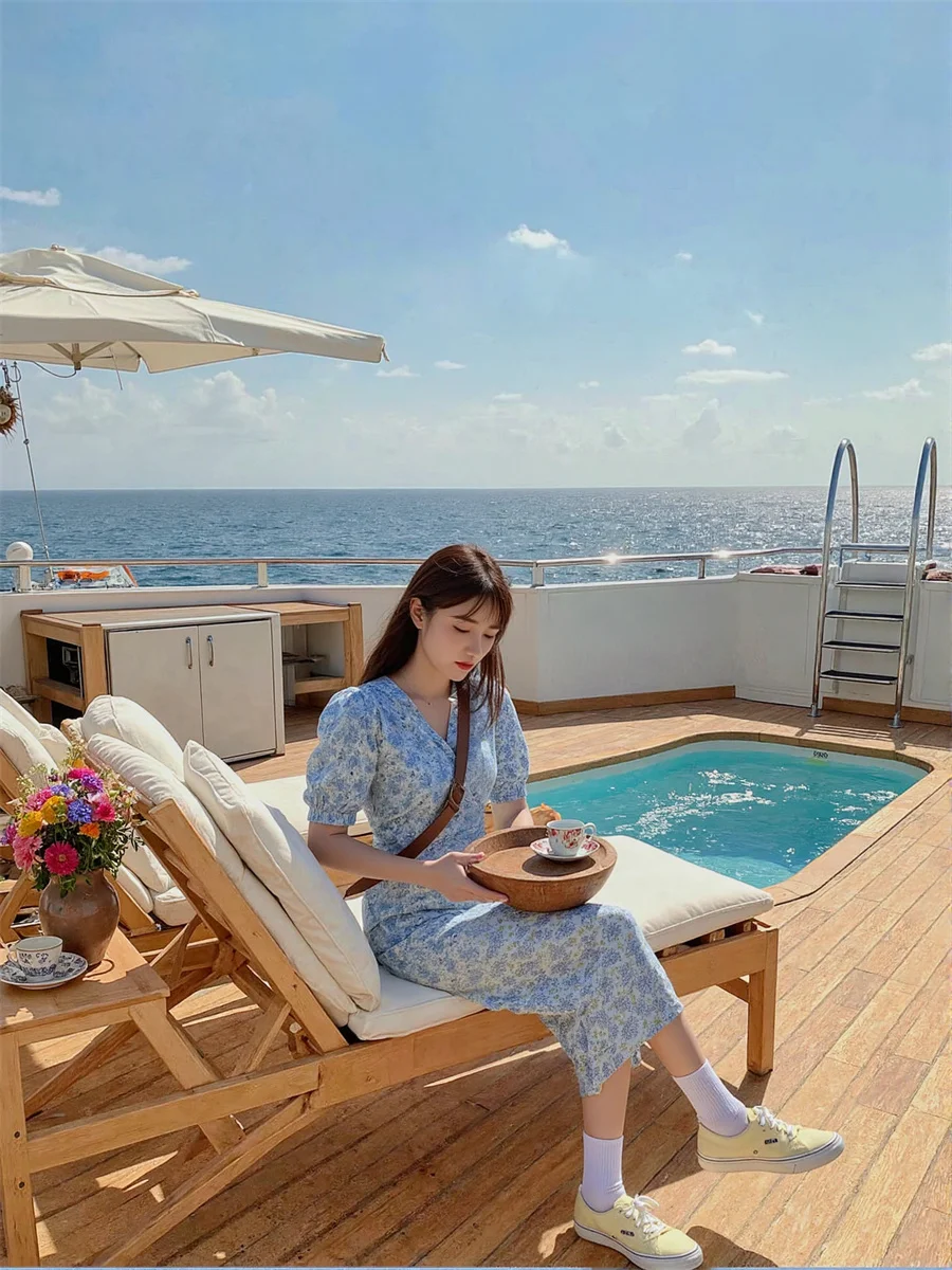 Vestidos Curtos com Mangas Bufantes e Estampa Floral para Mulheres, Vestido Mini de Primavera, Vestido de Formatura Boêmio com Camadas e Laços, Meio Aberto e Volumoso