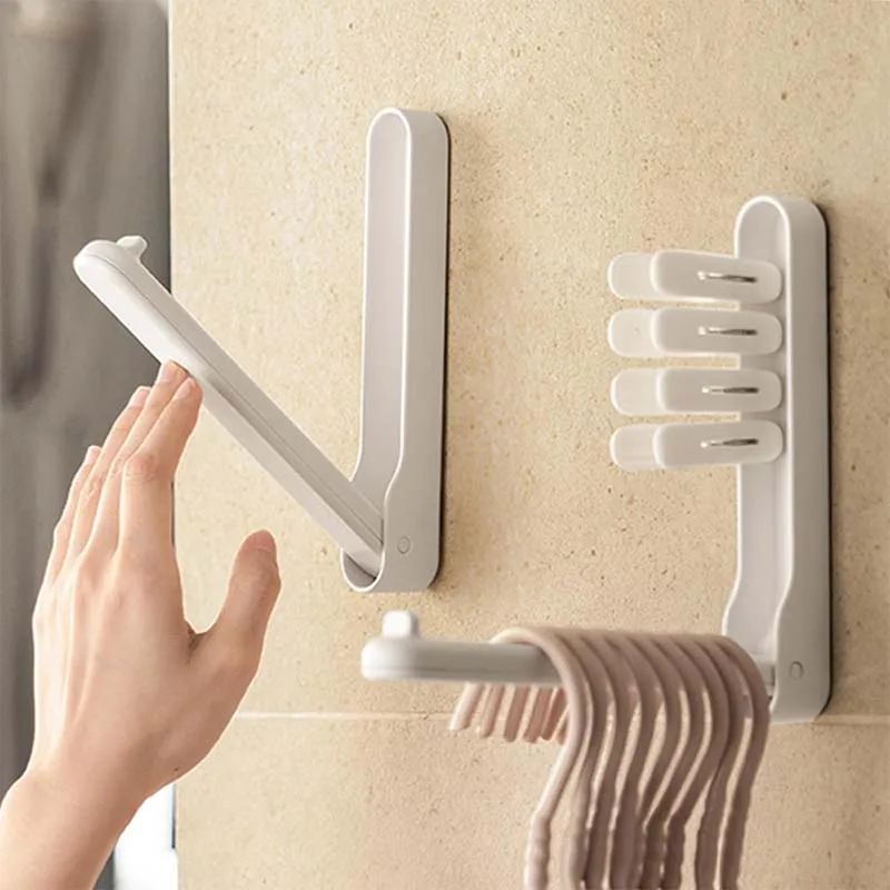 

Foldable Clothes Hanger Racks Plastic Door Hangers No Punching Holder for Clothes Storage Rack Bedroom Bathroom Accessories Tool