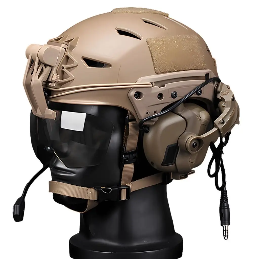 

Military Tactical Helmet Set With High-End Communication Noise-Cancelling Headphones Windproof Lenses For Outdoor Hunting Battle