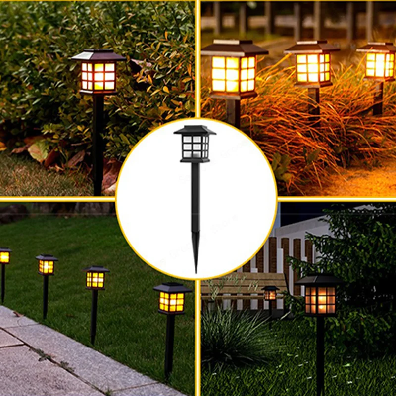 IP44 Waterproof Solar Outdoor Garden Lawn Light LED Simulation Flame Path Ambience Decoration Light Solar-Powered Street Lamps