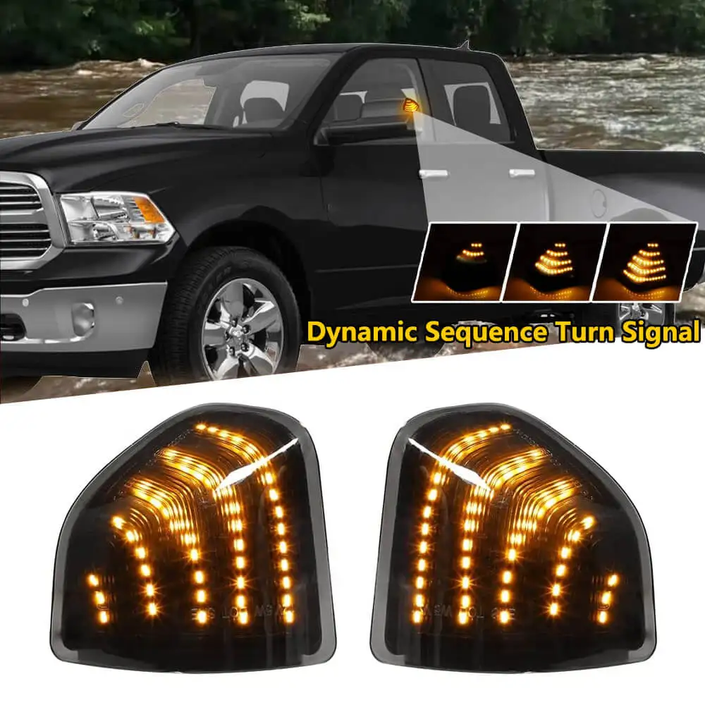 LED Rearview Mirror Turn Signal Indicator Blinker Lights Dynamic For 2009-2018 Dodge Ram 1500 2500 3500 2019-21 Ram 1500 Classic