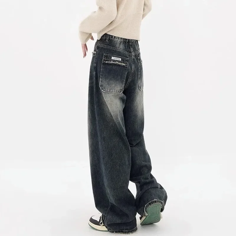 2024 Harajuku Y2K Loose Jeans Women's Streetwear Retro Fashion High Waisted Pants High Street Loose Wide Leg Denim Pants