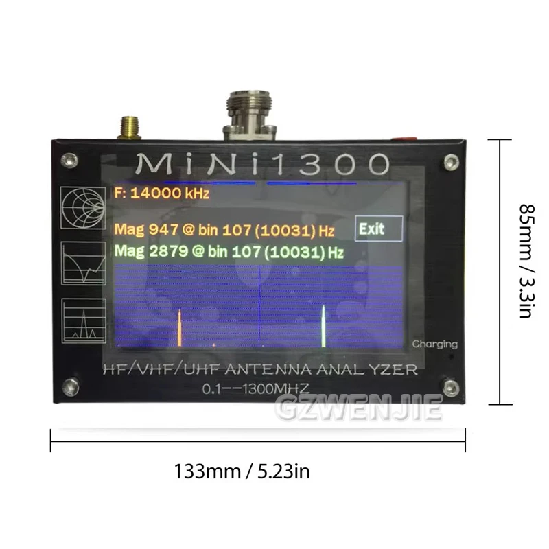

Mini1300 Antenna Analyzer, 4.3 Inch 0.1-1300MHz HF VHF UHF Antenna Analyzer ANT/SWR/TDR/DSP RF Signal Generator Vector Network
