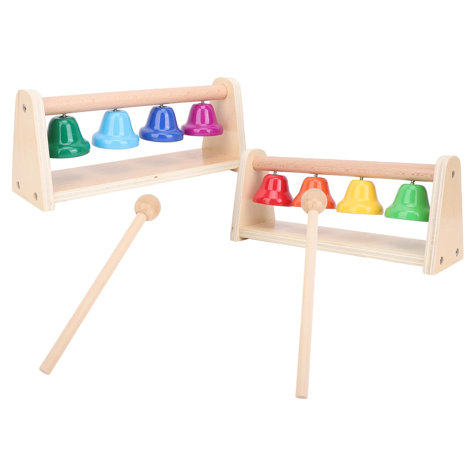 8 ملاحظات إكسيليفون موسيقية قاعدة خشبية أجراس يدوية ملونة مع 2 مطارق لتنوير الموسيقى للأطفال والتنسيق