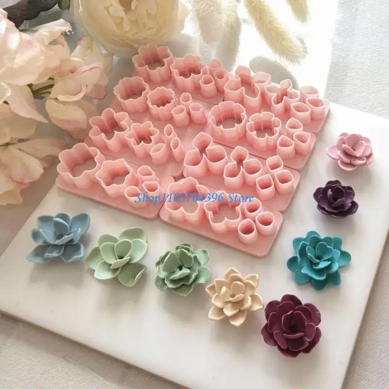 

8Pcs Floral Clay Molds For DIY Earrings Handmade Jewelry Crafting Art Supplies