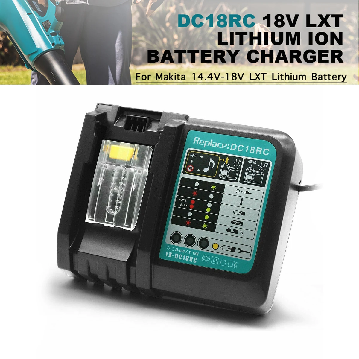 

DC18RC Li-ion Battery 3A Charger for Makita 18V 14.4V BL1860B,BL1850B,BL1840,BL1830,BL1820,BL1415,BL1440 Power tool Charger