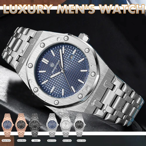Reloj de pulsera PAAZOMU de lujo para hombre de negocios, Reloj luminoso resistente al agua con fecha para hombre, relojes de cuarzo de moda de acero inoxidable para hombre