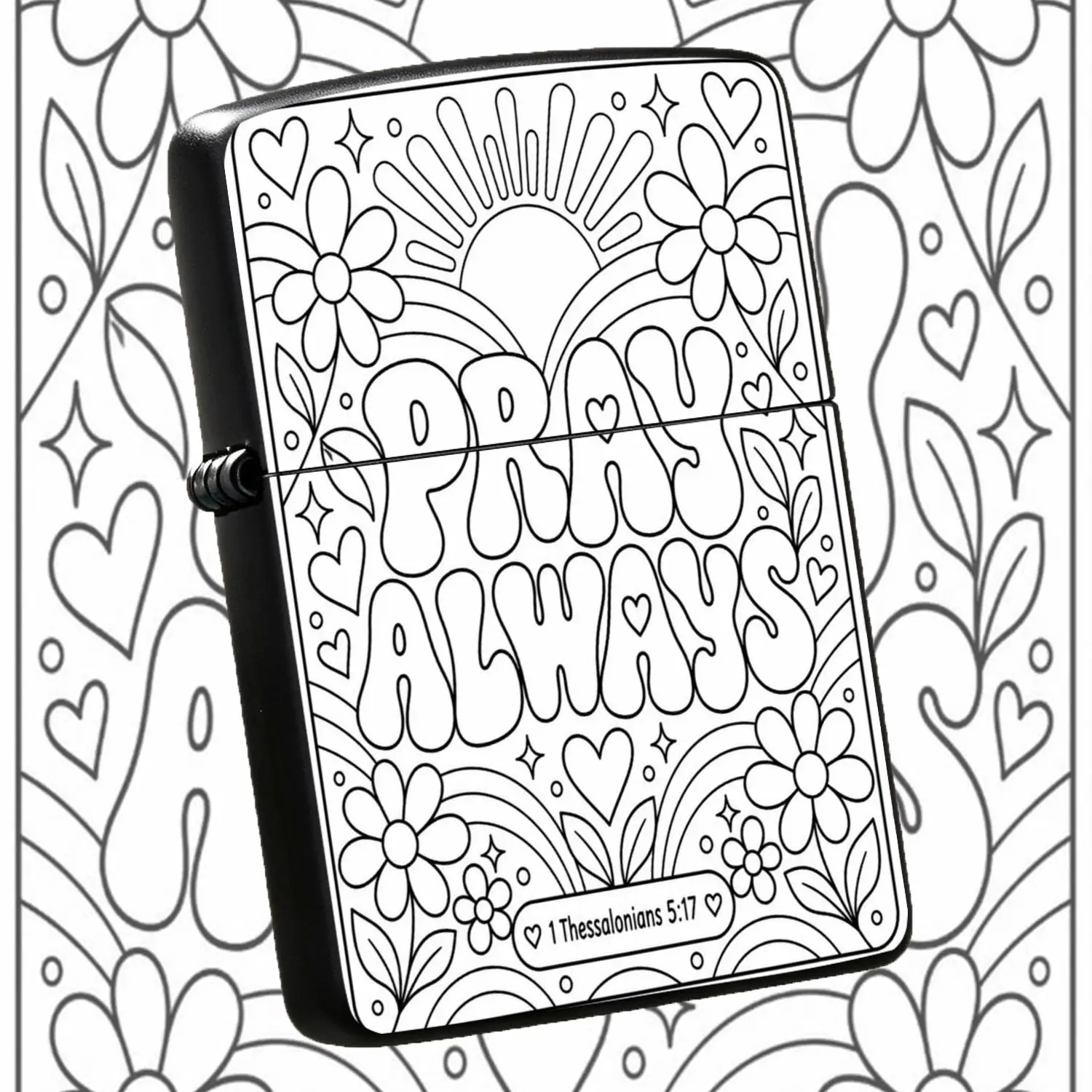 Pray Always Inspirational Lighter 1 Thessalonians 5:17 Faith Themed Cute Floral Sun Heart Pattern Decorative Accessory For Daily Use Gatherings Gifting To Friends Family Faith Lovers A Humorous And Interesting Lighter