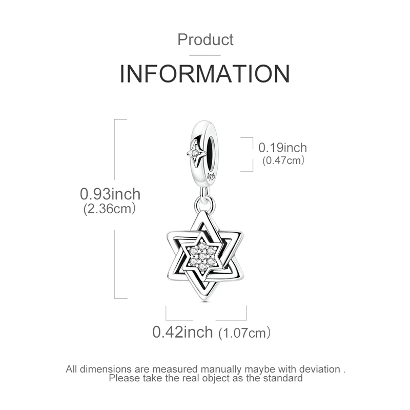 Стерлингового Серебра 925, подвески в виде звезды, бусина с цирконием, печать Соломона, подвеска, подходит для оригинального браслета, сделай сам, женские ювелирные изделия, подарок