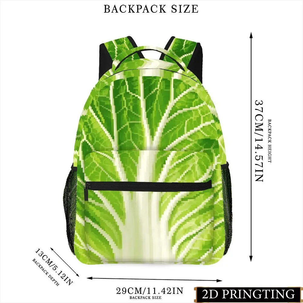 Green Pixel Leaf Pattern Student Backpack VersatilePrint The Printed and Trendy Student Backpack Features