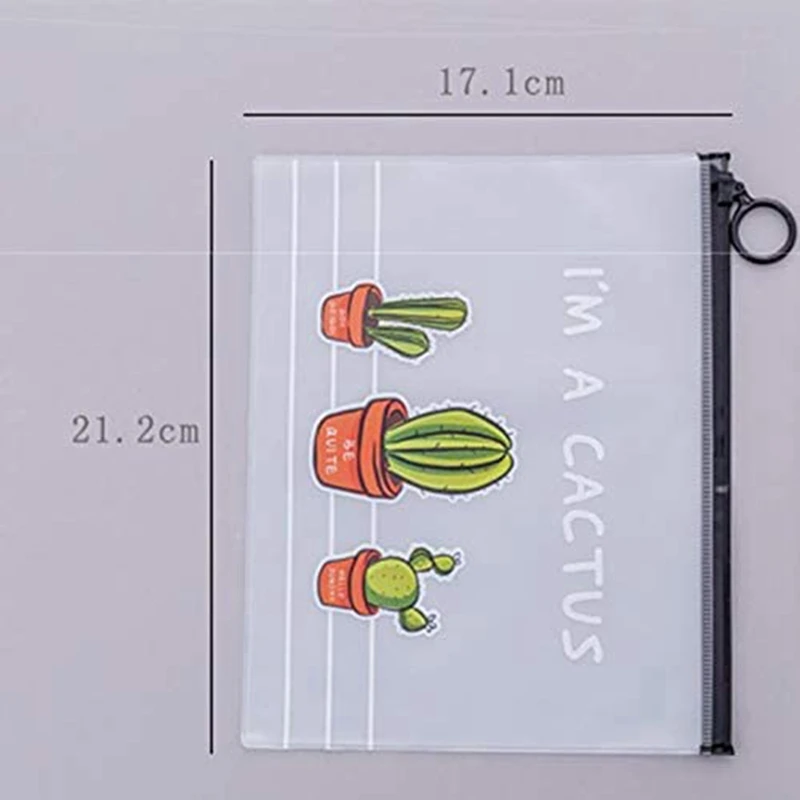 Cute Fresh And Transparent Frosted Cactus Storage Bag Large Capacity Student Stationery Pencil Case-Transparent