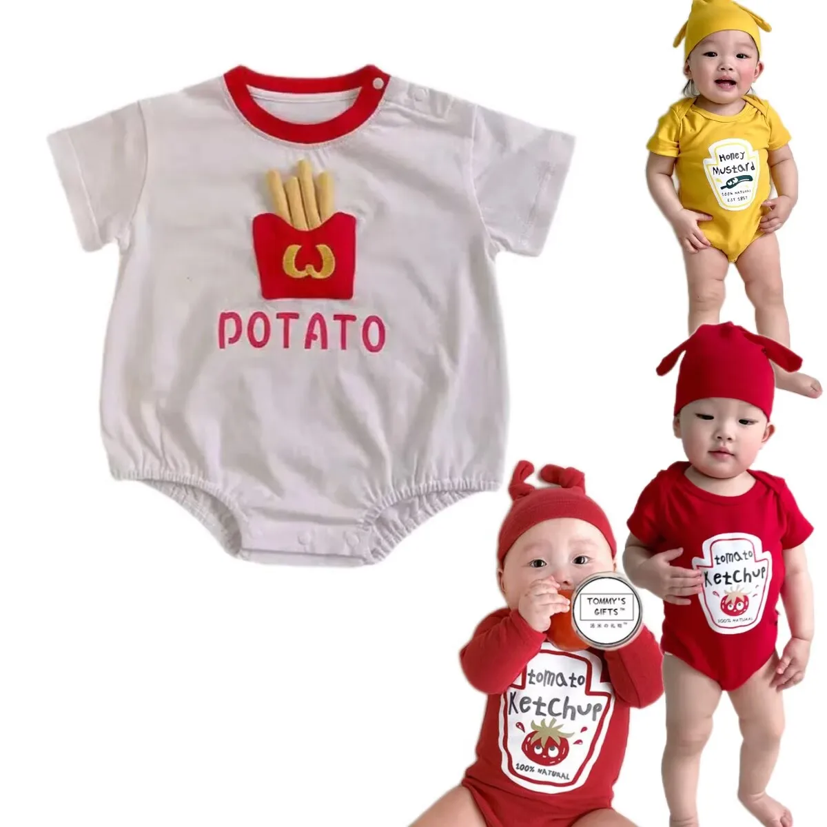 

Одежда для малышей от 0 до 2 лет, комбинезон с картофелем фри, 100% хлопок, винтажный цельный комбинезон для мальчиков и девочек, костюм для фотосессии