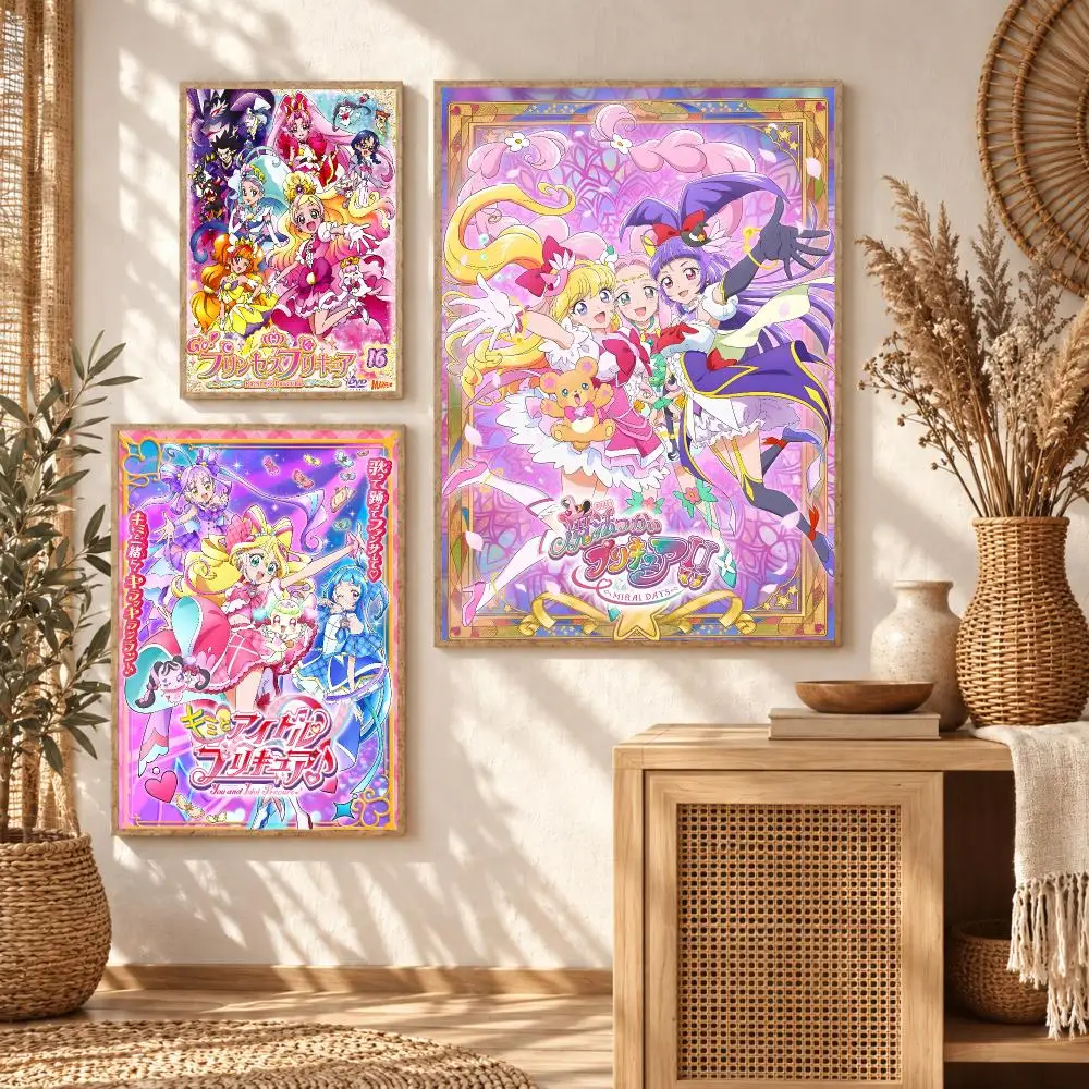 P-Pretty Cure Anime Poster Stickers Mural Painting Self-Adhesive Wall Art Decals for Bedroom Living Room Home Decor Gift