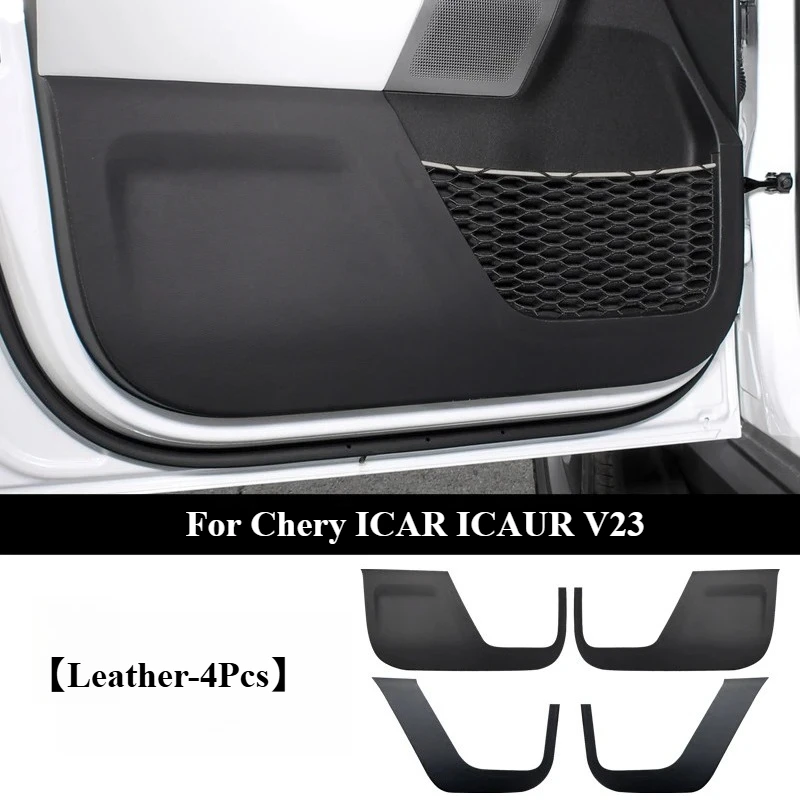 

For Chery ICAR ICAUR V23 4Pc Car Door Anti-Kick Pad Four Doors Leather Protective Stickers Anti-scratch Car Interior Accessories