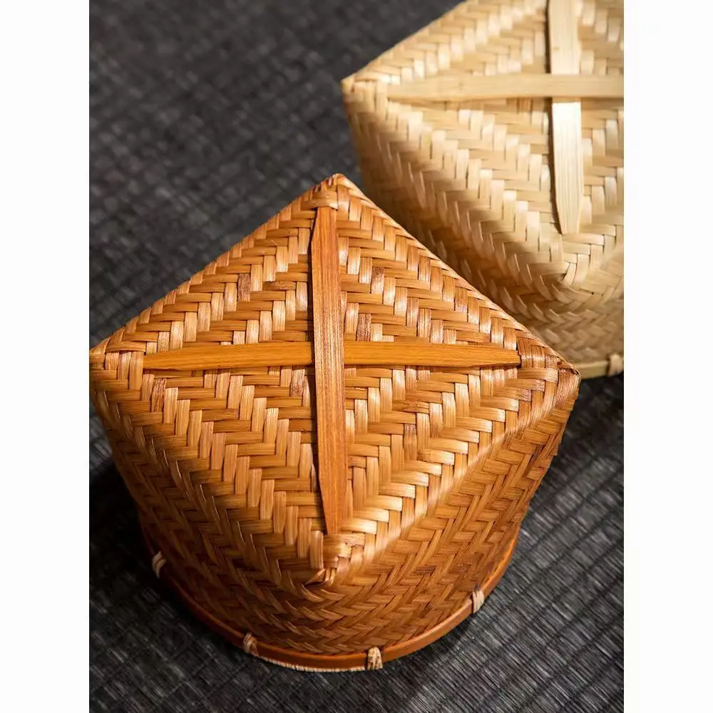 سلة حلوى منسوجة من الخيزران مصنوعة يدويًا سلة من الخيزران الصغيرة سلة من الخيزران الصغيرة وجبات خفيفة سلة من الخيزران للمطاعم #6