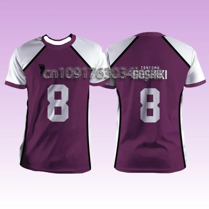 

MOTO- Haikyuu Shiratorizawa Purple Cartoon Anime Cosplay Men Jersey Summer Short Sleeve Unisex Tee Tops Fashion Women T-shirt