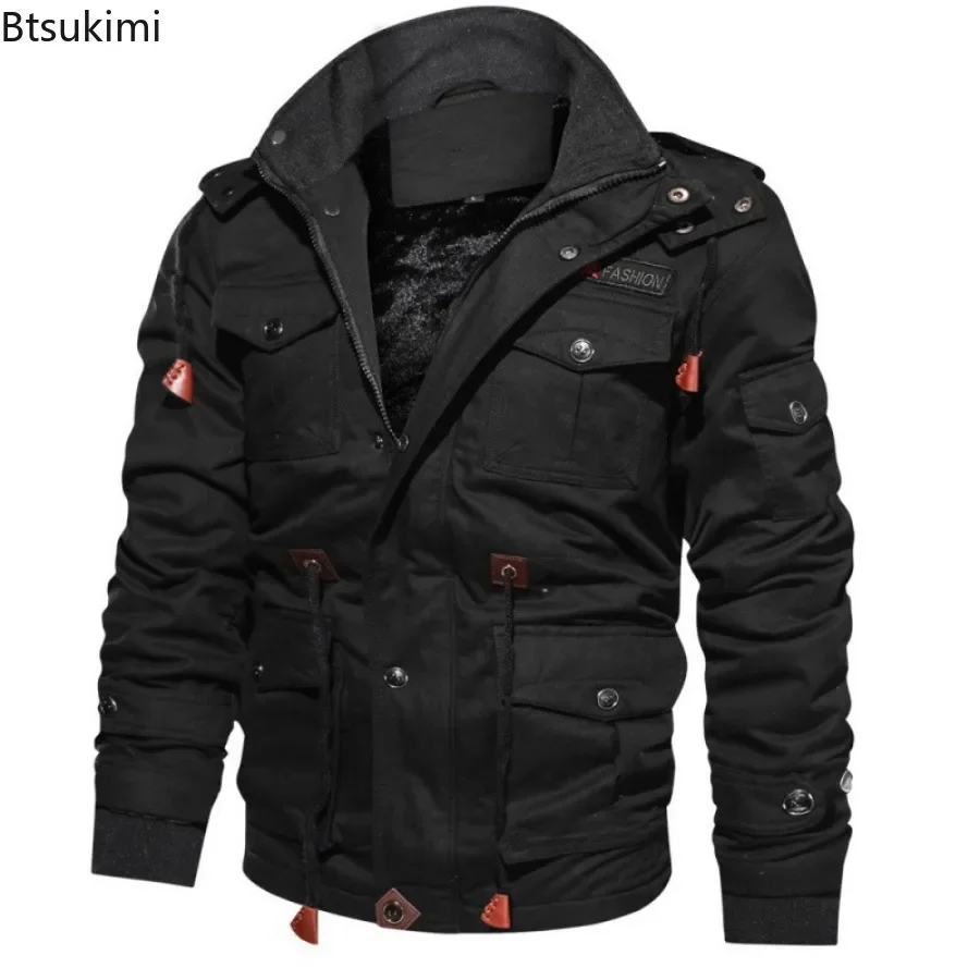 2024 Men's Thick Warm Jackets Autumn Winter Jacket Coat Large Size Tactical Cotton Work Clothes for Men Bomber Coats Jacket