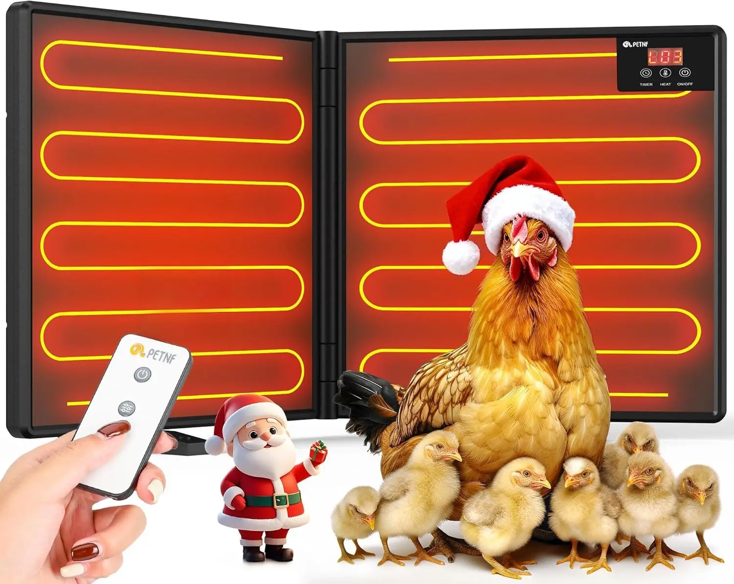 

Remote Control Foldable Radiant Heater for Chicken Coop, 180W Large Panel with Timer and Temperature Adjustments