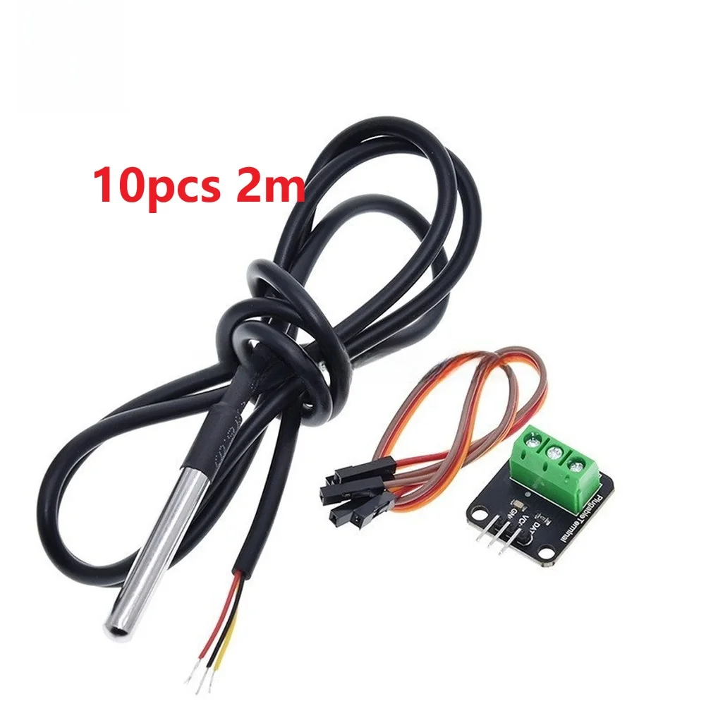 Waterproof Digital Temperature Sensor Module With Terminal Adapter Cable Stainless Steel Probe For Arduino For Raspberry Pi DIY