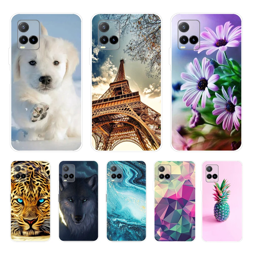 For Vivo Y21 Y21s Case Vivo Y33s Soft Silicone Cute Cartoon Cat Cover For Vivo Y21 s Y33s Phone Cases Fundas VivoY21 Full Bumper