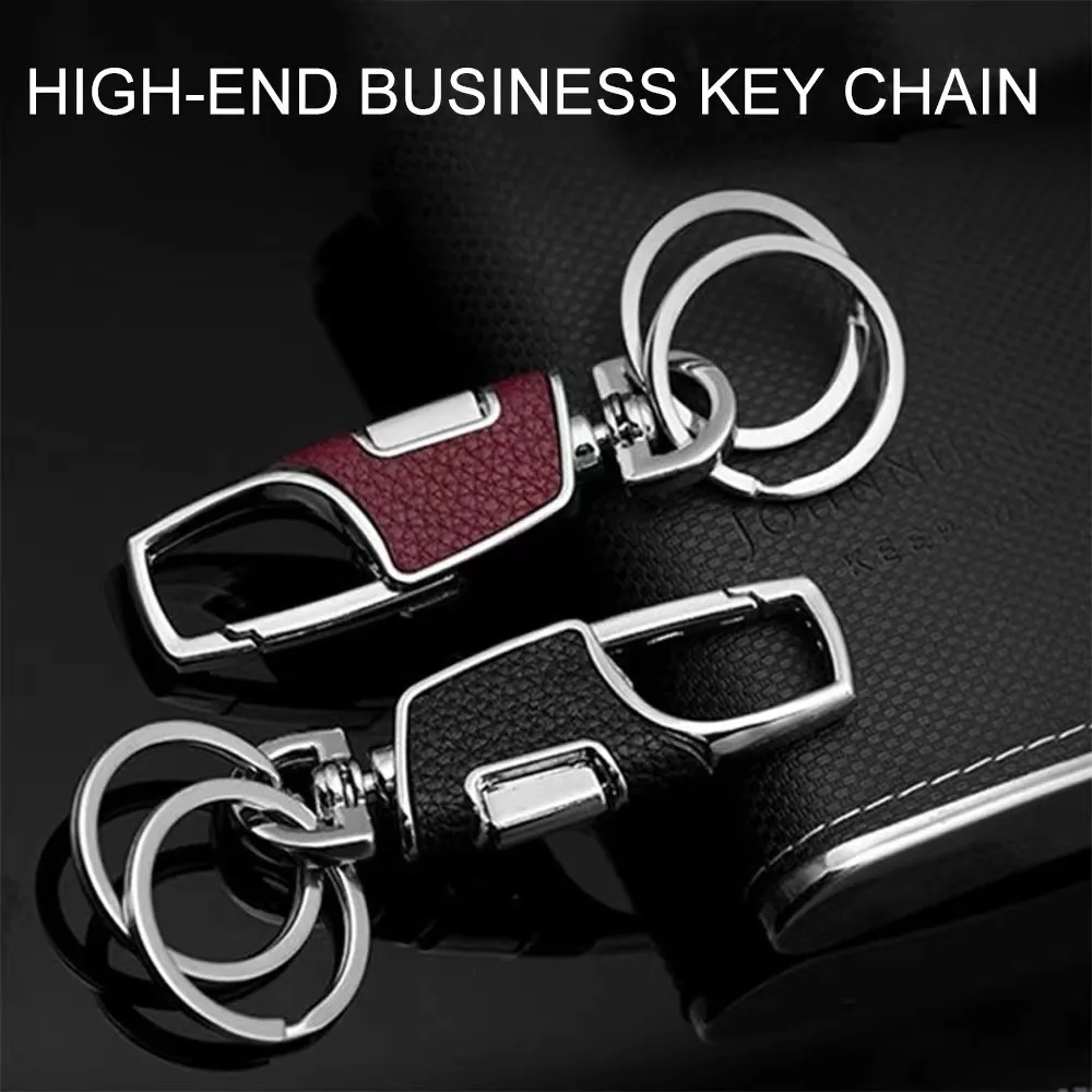 One Click Car Key Chain Pendant Double Ring Thickened Loss-proof Metal Simple and Fashionable Portable Men's Belt Key Chain