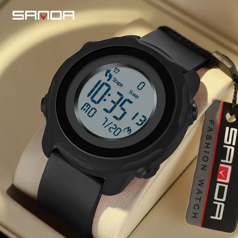 New 2023 Step Calories Fashion Alarm Clock SANDA 6121 Watch Men's Waterproof Shockproof Sleep Monitoring Smart Wristwatch