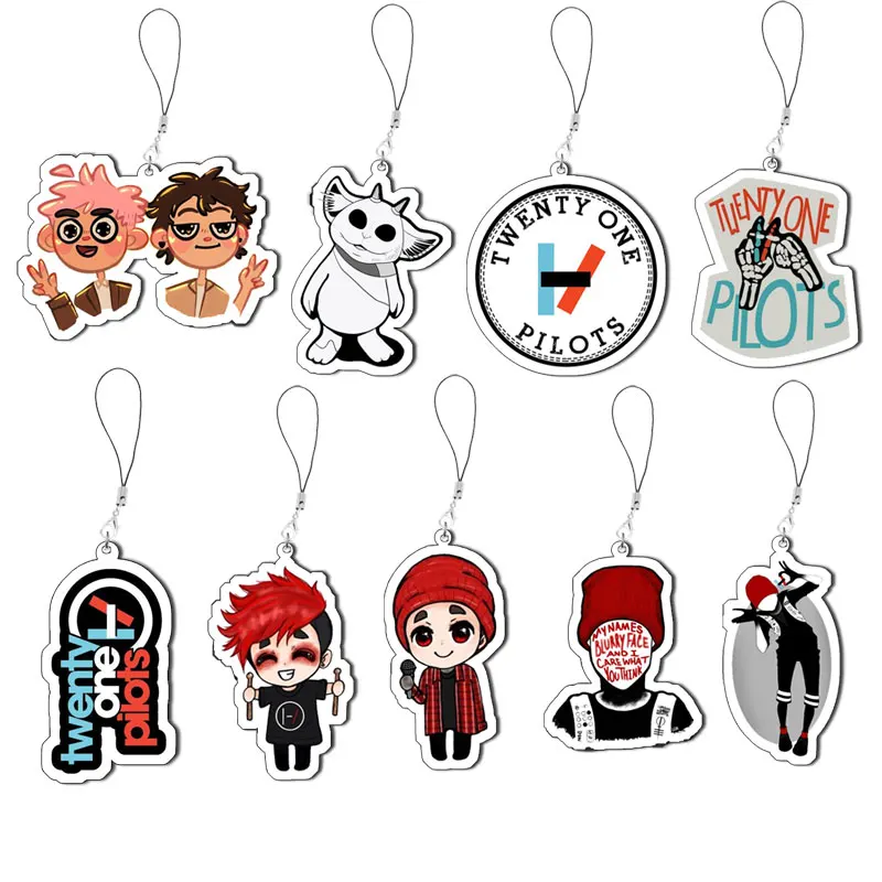 Twenty One Pilots Keychain Mobile Phone Chain Acrylic Twenty One Pilots Key Ring Pendant Accessories Jewelry Fans Gifts 