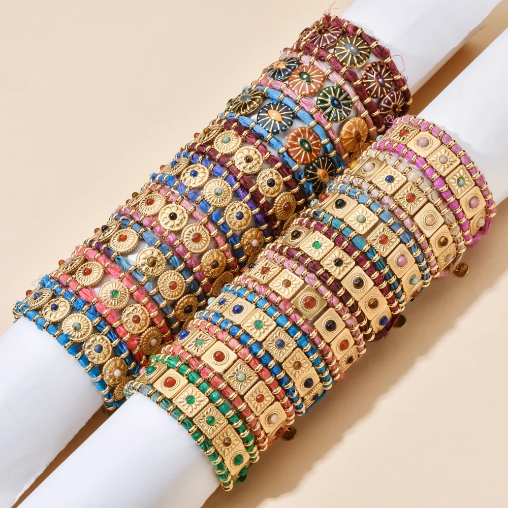 Boho Vintage Beads Bracelets for Women Turkish Evil Eye Fatimid Hand Beaded Chain Bangle Girls Summer Party Jewelry Gift