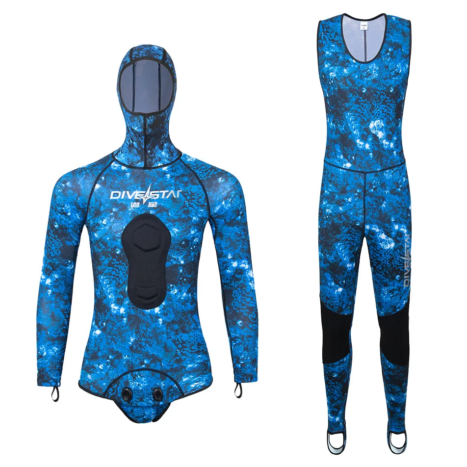 Premium 0.5MM Neoprene Two Pieces Camo Keep Warm Scuba Diving Suit Spearfishing Surfing Kayaking Snorkeling WetSuit Equipment