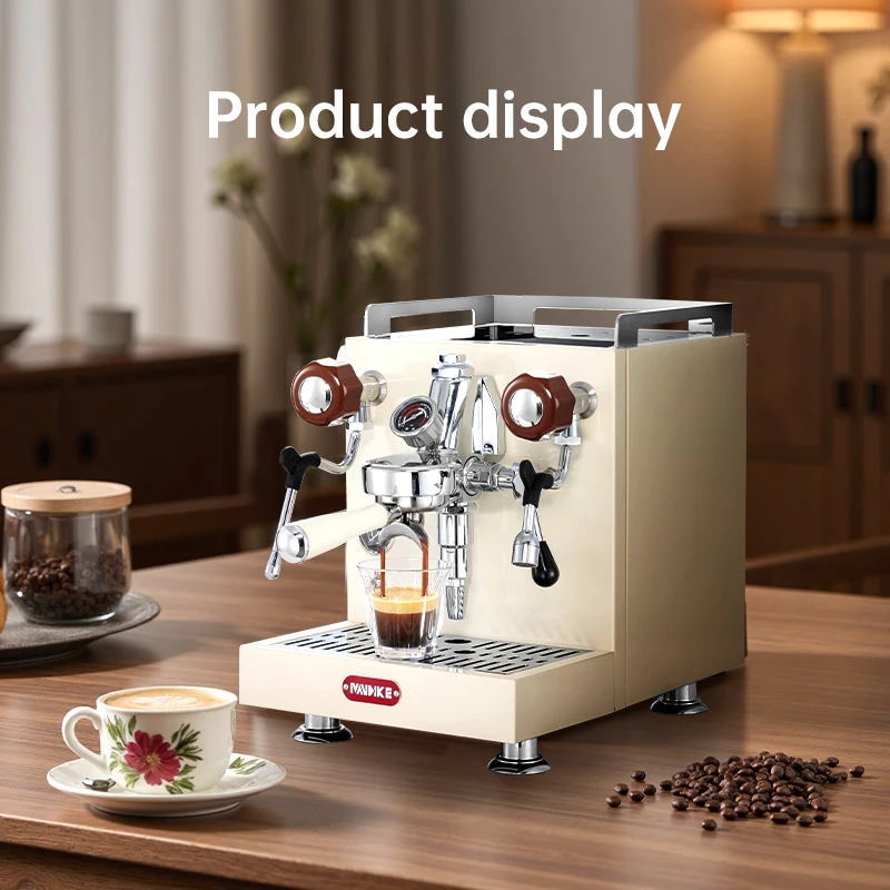 

Mdk MC-6 Espresso Machine Rosewood Commercial Semi-Automatic Coffee Maker With Hot Water System US Plug For RV Use