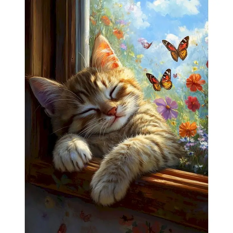 

RUOPOTY Picture By Number Cat Animal For Adults Handpainted DIY Oil Painting By Number On Canvas Home Decor Christmas Gift