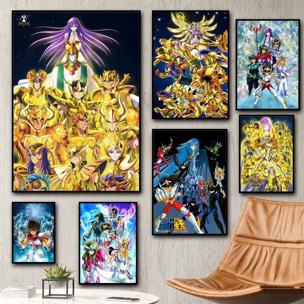 Póster de Lona para Caligrafía y Pintura Saint Seiya Whitepaper: Decoración de Pared Resistente al Agua, Sin Arrugas, para Cualquier Espacio