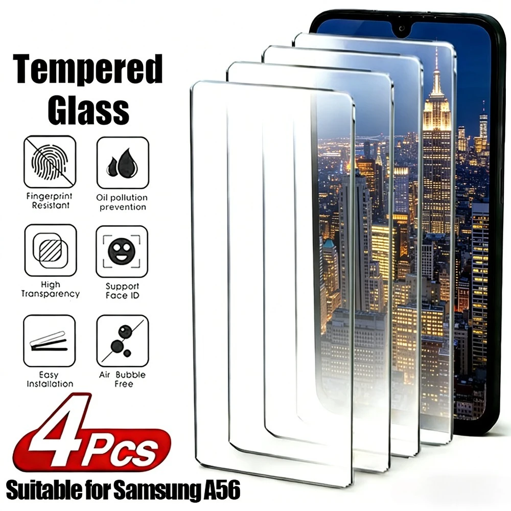 

4Pcs Ultra Clear Tempered Glass for Samsung Galaxy A57 A56 A55 A37 A36 A35 Screen Protector for Samsung A26 A25 A17 A16 A15 A05