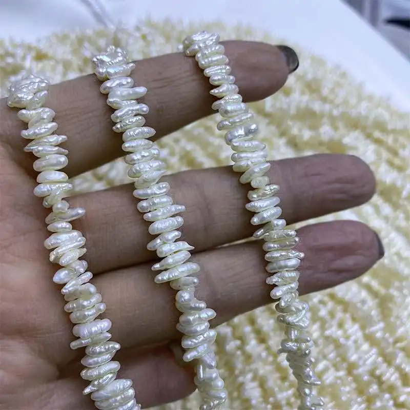 16 inches 3-4mm Natural White Seed Keshi Pearls Loose Strand