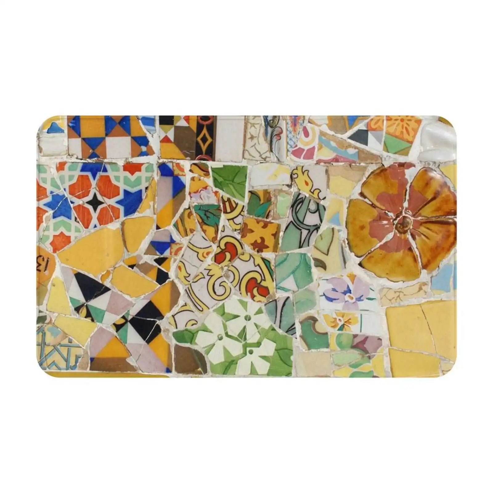 Parc Güell Soft Cushion Car Home Carpet Door Mat Parc Guell Spain Colors Amazing Summer 13 Flower Yellow Red Pink Blue Black