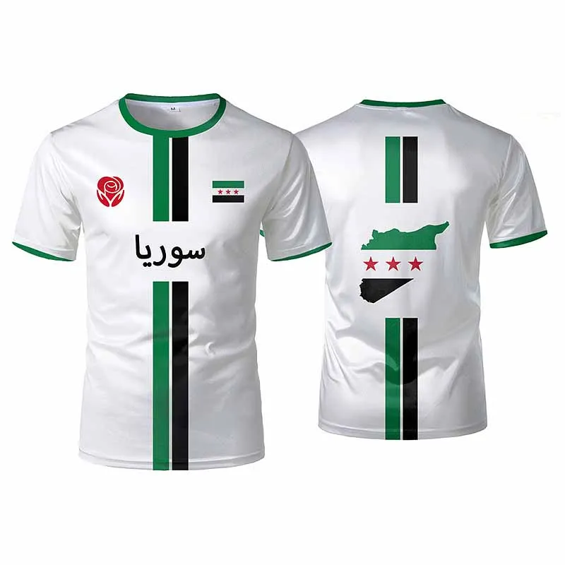سوريا كرة القدم الرياضية ثلاثية الأبعاد طباعة تي شيرت الرجال/النساء س الرقبة قصيرة الأكمام التي شيرت عادية المتضخم تيز القمم الشارع الشهير الاطفال الملابس