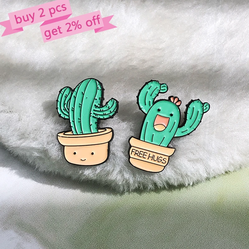 Touch Me Pines Lapel Badges Green Plants Guitar Concert Funny Jewelry Gift for Friends Cute Cactus Enamel  Brooch Custom Don't