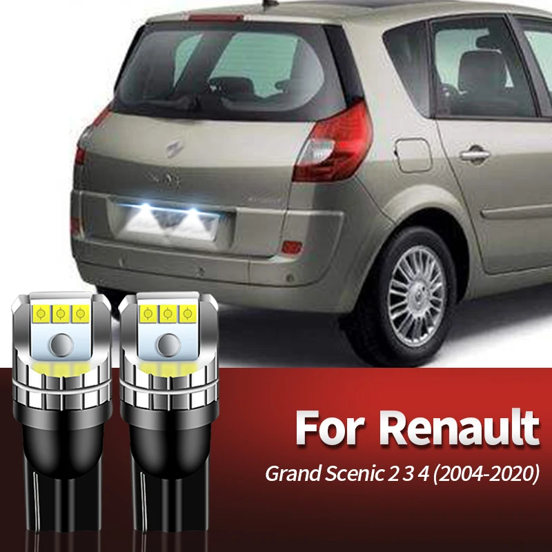 

2 шт. Canbus светодиодный светильник номерного знака W5W T10 для Renault Grand Scenic 2 3 4 2004-2020 лампы номерного знака автомобильные аксессуары