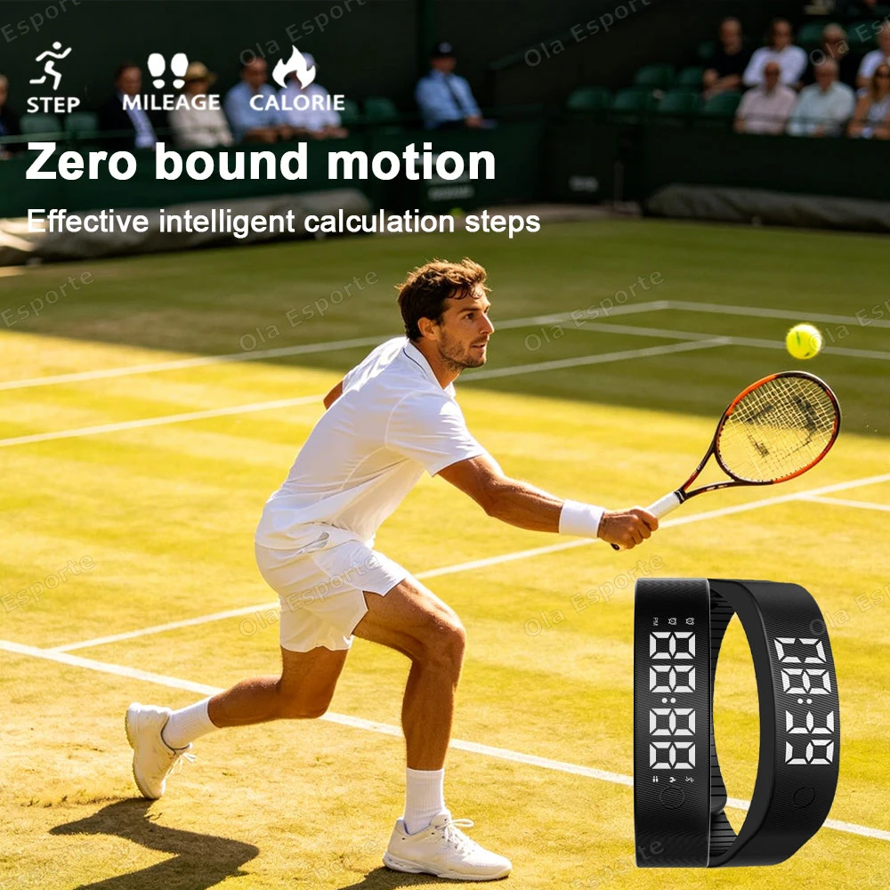 Reloj Despertador Digital LED con Alarma Ajustable y Antiruido, Pulsera con Podómetro, Resistente al Agua, Alarma Vibratoria HW12