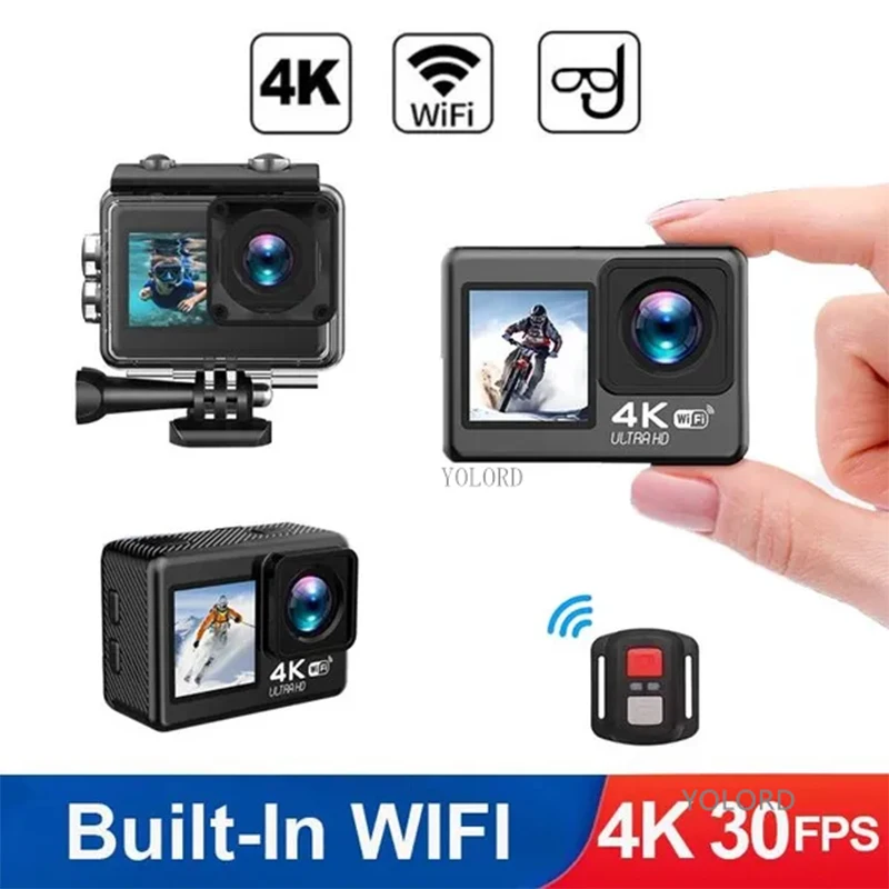 4K 30FPS FHD Action Camera 20MP Dual Screen Built In WIFI Outdoor Sports Cam Waterproof Video Recorder