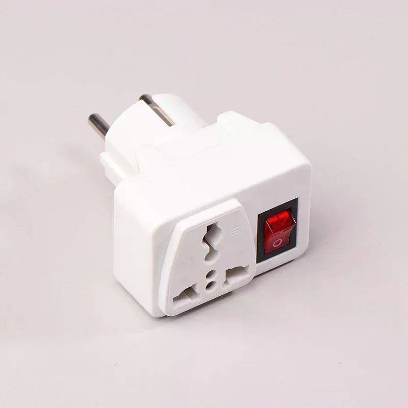 EU 250V 10A Universal Adaptor Socket Portable White Extension Outlet Extend Converter Plug Socket With On Off Red Light Switch