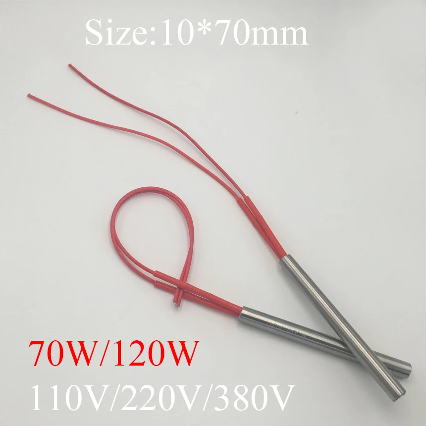 

10x70 10*70mm 70W 120W AC 110V 220V 380V Stainless Steel Cylinder Tube Mold Heating Element Single End Cartridge Heater