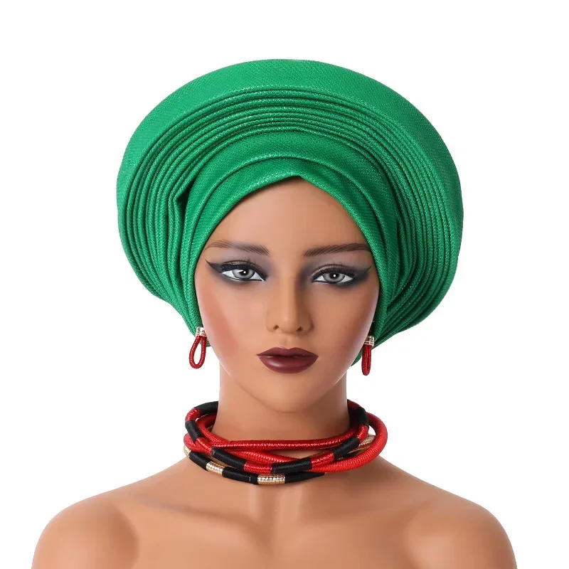 Nigerian Gele Headtie Auto Gele Turban Headwarp Already Made African Turban Cap Party Women Muslim Hijab Headscarf Bonnet Hat