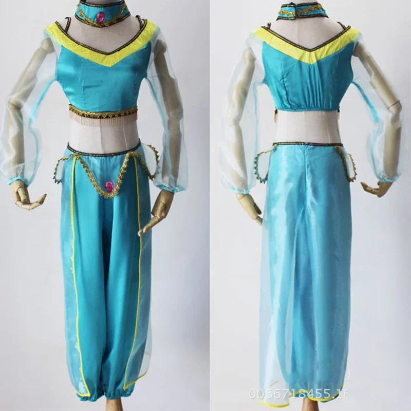 SN66 ผู้ชาย Aladdin เครื่องแต่งกายจัสมินเครื่องแต่งกาย Aladdin และ Magic Lamp Princess 2 ชิ้นชุดด้านบนและกางเกงผู้ใหญ่ Aladdin Costu2 @ w $