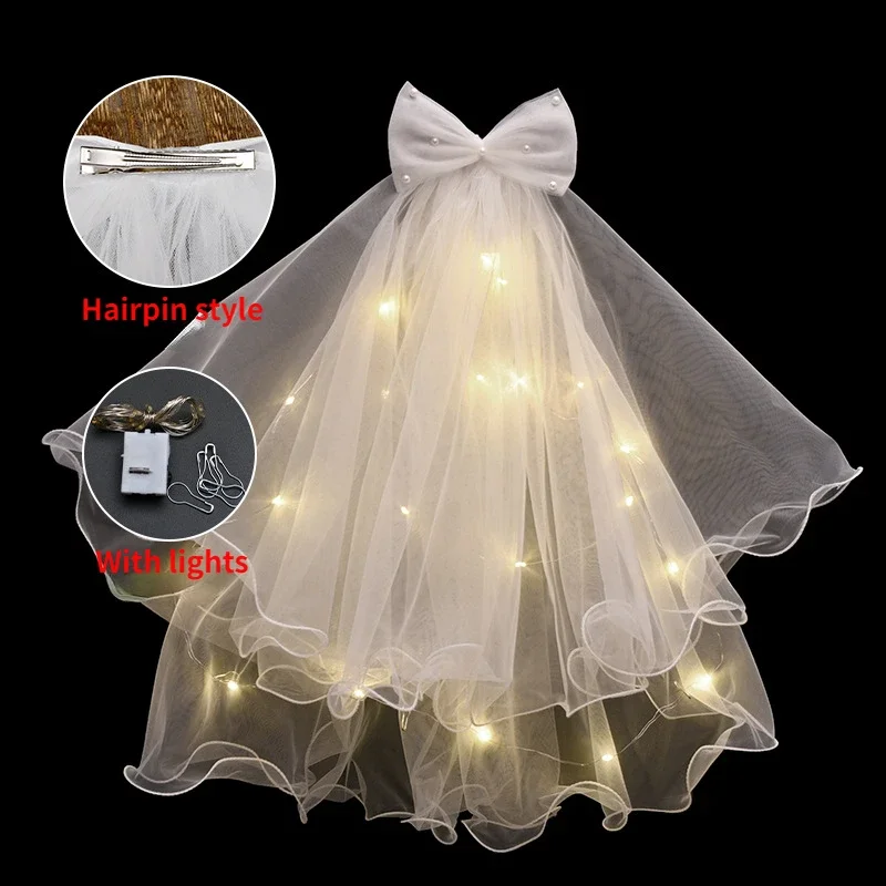 Children's Luminous Princess Small Headdress Photography Props Marriage Registration Certificate Collection Bow Headwear