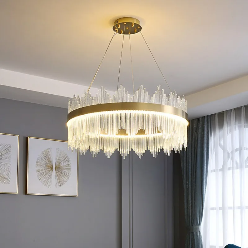 

Luxury Led Crystal Chandeliers Round Luxury Gold Crystal Hanging Lights Living Room Bedroom Kitchen Home Decor Chandeliers