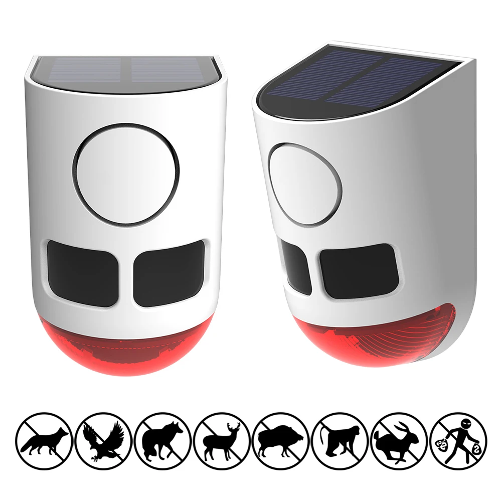 Solar Outdoor Motion Sensor Alarm Animal Repeller Sound Noise Maker To Deter Raccoon Deer Skunk Bear Coyote for Yard Farm Garden