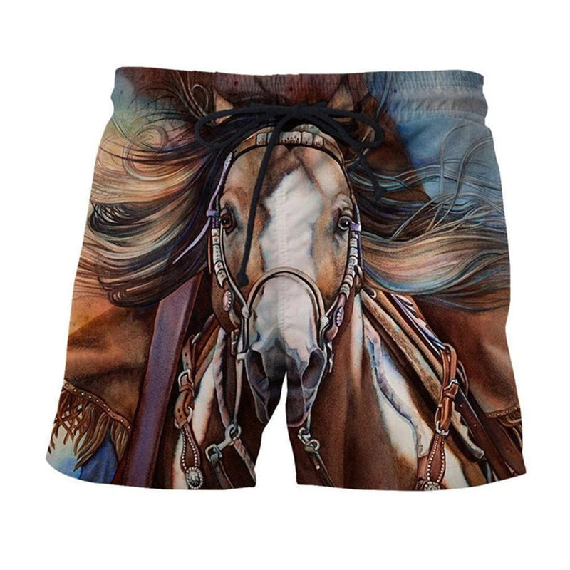 Summer Hot Sale Fashion Animal Horse 3d Printing Cool Beach Shorts Pants Men's Women Kids Casual Summer Swimming Trunks Homme